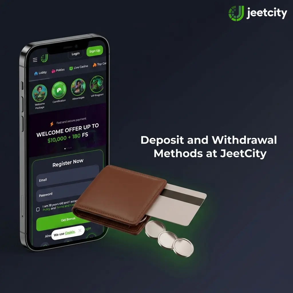 Deposit and withdrawal payment methods at JeetCity casino