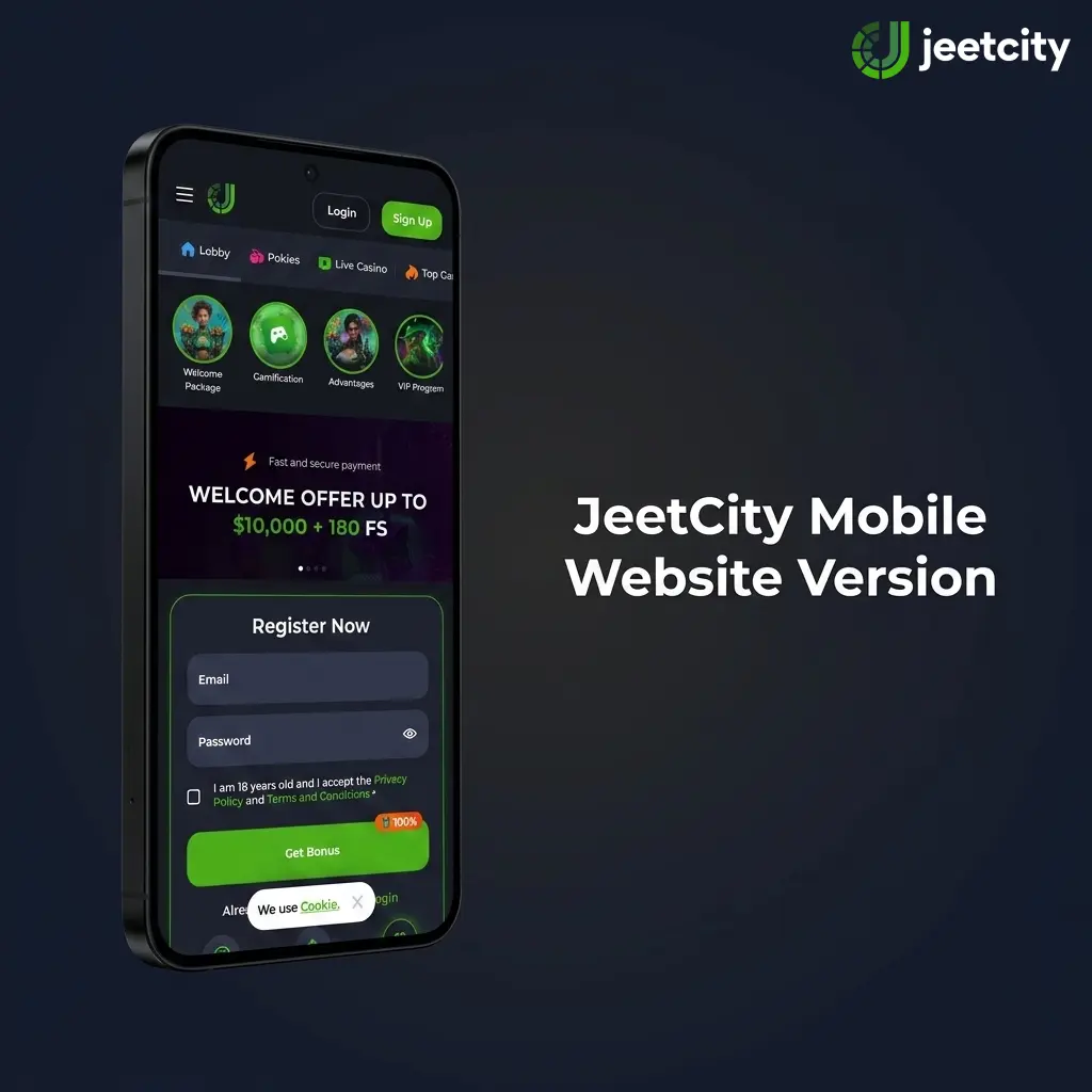 JeetCity mobile website on smartphone browser
