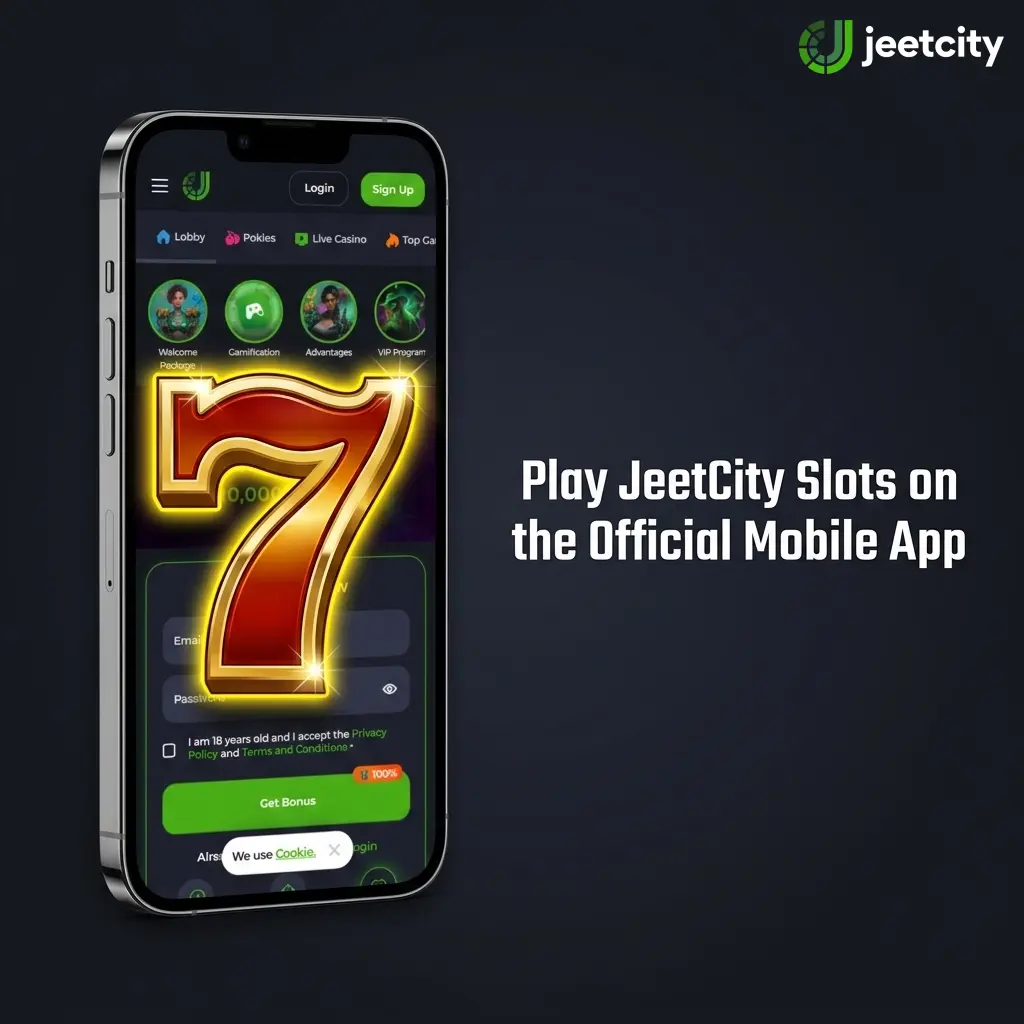 JeetCity mobile app slot lobby on a smartphone screen